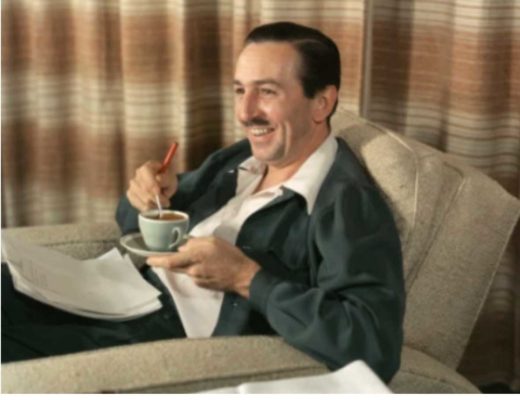 Walt Disney drinking coffee